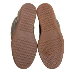 Pre Owned Isabel Marant Olive Green Suede Bobby Wedge Sneakers Size 37