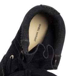 Pre Owned Isabel Marant Black Perforated Suede Etoile Wedge Sneakers Size 37