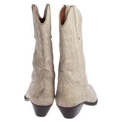 Pre Owned Isabel Marant Cream Duerto Embroidered Leather Boots Size 39