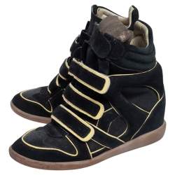 Pre Owned Isabel Marant Black Suede and Leather Bekett Sneakers Size 39