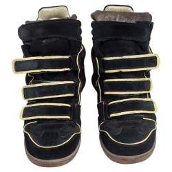 Pre Owned Isabel Marant Black Suede and Leather Bekett Sneakers Size 39