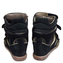 Pre Owned Isabel Marant Black Suede and Leather Bekett Sneakers Size 39