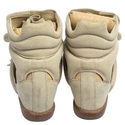 Pre Owned Isabel Marant Beige Suede and Leather Bekett Wedge Sneakers Size 39