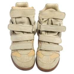 Pre Owned Isabel Marant Beige Suede and Leather Bekett Wedge Sneakers Size 39