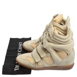 Pre Owned Isabel Marant Beige Suede and Leather Bekett Wedge Sneakers Size 39