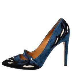 Pre Owned Isabel Marant Blue/Black Suede Kylie Pointed Toe Pumps Size 40