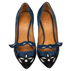 Pre Owned Isabel Marant Blue/Black Suede Kylie Pointed Toe Pumps Size 40