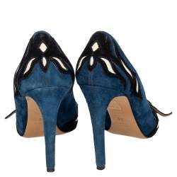 Pre Owned Isabel Marant Blue/Black Suede Kylie Pointed Toe Pumps Size 40