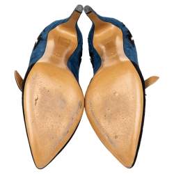 Pre Owned Isabel Marant Blue/Black Suede Kylie Pointed Toe Pumps Size 40