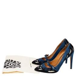 Pre Owned Isabel Marant Blue/Black Suede Kylie Pointed Toe Pumps Size 40