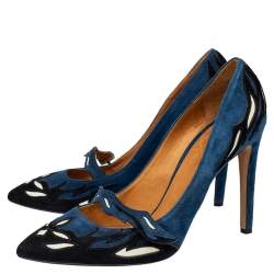 Pre Owned Isabel Marant Blue/Black Suede Kylie Pointed Toe Pumps Size 40