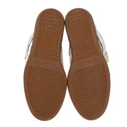 Pre Owned Isabel Marant White/Grey Leather And Suede Bobby Wedge Sneakers Size 39