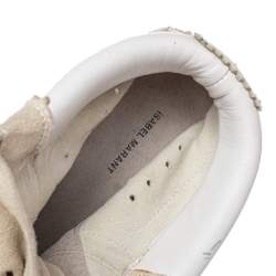 Pre Owned Isabel Marant White/Grey Leather And Suede Bobby Wedge Sneakers Size 39