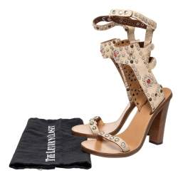Pre Owned Isabel Marant Beige Studded Leather Jaeryn Ankle Strap Sandals Size 40