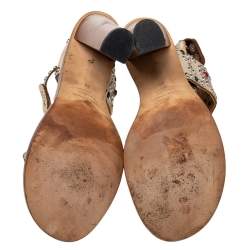 Pre Owned Isabel Marant Beige Studded Leather Jaeryn Ankle Strap Sandals Size 40