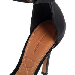 Pre Owned Isabel Marant Black Leather And Satin Bow Ki Gong Ankle Strap Sandals Size 37