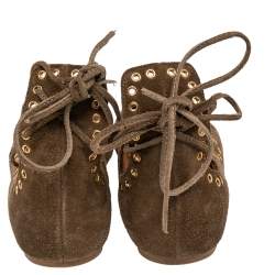 Pre Owned Isabel Marant Brown Suede Leo Eyelet Ankle Wrap Ballet Flats Size 38