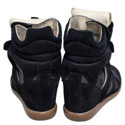 Pre Owned Isabel Marant Black Suede and Leather Bekett Wedge Sneakers Size 39