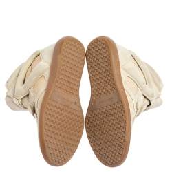 Pre Owned Isabel Marant Cream Suede and Leather Bekett Wedge Sneakers Size 40