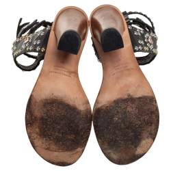 Pre Owned Isabel Marant Black Leather Studded Jaeryn Ankle Strap Sandals Size 37