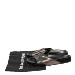 Pre Owned Isabel Marant Metallic Leather Knotted Slide Flats Size 36