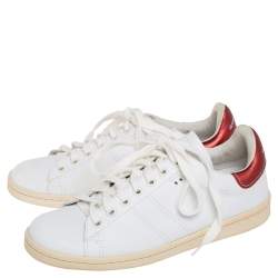 Pre Owned Isabel Marant White Leather Trainers Low Top Sneakers Size 37
