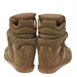 Pre Owned Isabel Marant Beige Suede and Leather Bekett High Top Sneakers Size 41