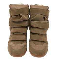 Pre Owned Isabel Marant Beige Suede and Leather Bekett High Top Sneakers Size 41