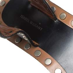 Pre Owned Isabel Marant Black Studded Leather Jaeryn Ankle Strap Sandals Size 37