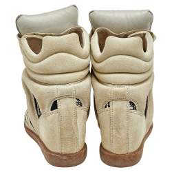 Pre Owned Isabel Marant Beige Suede and Leather Bekett Wedge Sneakers Size 38