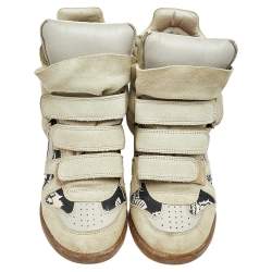 Pre Owned Isabel Marant Beige Suede and Leather Bekett Wedge Sneakers Size 38