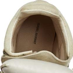 Pre Owned Isabel Marant Beige Suede and Leather Bekett Wedge Sneakers Size 38