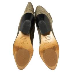 Pre Owned Isabel Marant Taupe Embroidered Suede Denzy Knee Length Boots Size 38