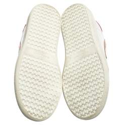 Pre Owned Isabel Marant White/Red Distressed Leather Bryce Low Top Sneakers Size 38