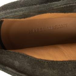 Pre Owned Isabel Marant Green Suede Adenn Block Heel Booties Size 37