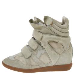 Isabel Marant Beige Suede Beckett Wedge Sneakers Size 38