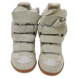 Isabel Marant Beige Suede Beckett Wedge Sneakers Size 38