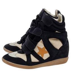 Pre Owned Isabel Marant Multicolor Suede And Leather Bekett Wedge Sneakers Size 40
