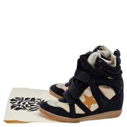 Pre Owned Isabel Marant Multicolor Suede And Leather Bekett Wedge Sneakers Size 40
