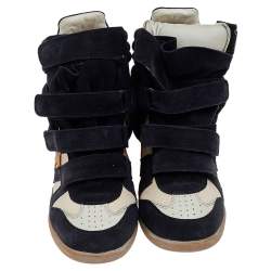 Pre Owned Isabel Marant Multicolor Suede And Leather Bekett Wedge Sneakers Size 40