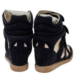Pre Owned Isabel Marant Multicolor Suede And Leather Bekett Wedge Sneakers Size 40