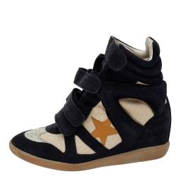Pre Owned Isabel Marant Multicolor Suede And Leather Bekett Wedge Sneakers Size 40