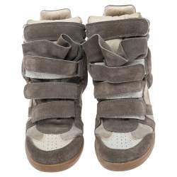 Pre Owned Isabel Marant Grey Suede And Leather Bekett High Top Sneakers Size 38