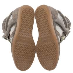 Pre Owned Isabel Marant Grey Suede And Leather Bekett High Top Sneakers Size 38