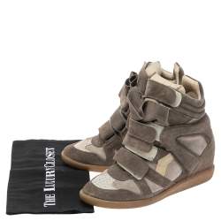 Pre Owned Isabel Marant Grey Suede And Leather Bekett High Top Sneakers Size 38