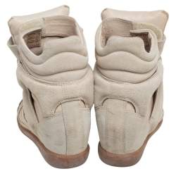 Pre Owned Isabel Marant Grey Suede and Leather Bekett Wedge Sneakers Size 36