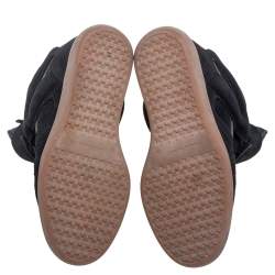 Pre Owned Isabel Marant Black Suede and Leather Bekett Wedge Sneakers Size 36