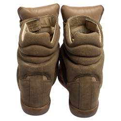 Pre Owned Isabel Marant Taupe Suede Bekett High-Top Sneakers Size 37