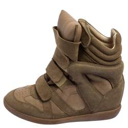 Pre Owned Isabel Marant Taupe Suede Bekett High-Top Sneakers Size 37