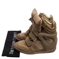 Pre Owned Isabel Marant Taupe Suede Bekett High-Top Sneakers Size 37